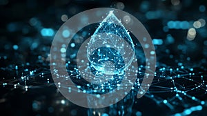 Abstract Blue Digital Water Drop Network