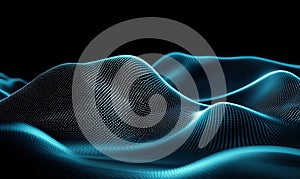 Abstract Blue Digital Waveform Landscape