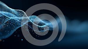 Abstract blue digital wave particles flowing data communication