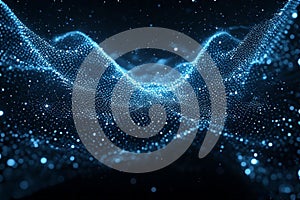 Abstract Blue Digital Wave of Particles