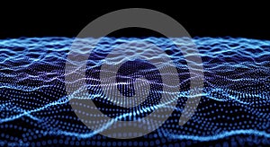 Abstract blue digital waveform pattern with dark background