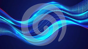 Abstract Blue Digital Waves Technology Background Data Flow Binary Code Futuristic Design Cyber