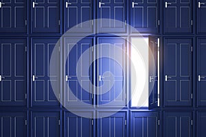 Abstract blue doors to success