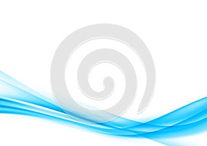 Abstract blue elegant speed air smoke border swoosh wave over white background photo