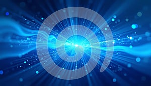 Abstract Blue Energy Burst Background with Light Rays