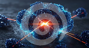 Abstract blue energy core explosion concept