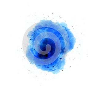 Abstract, blue explosion of fire against white background