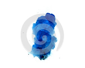 Abstract, blue explosion of fire against white background