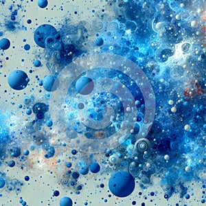 Abstract blue explosive bubbles fractals