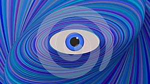Abstract blue eye. Colorful background. 3d illustration