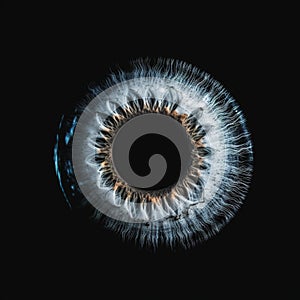 Abstract blue eye with space. An human eye on black background.