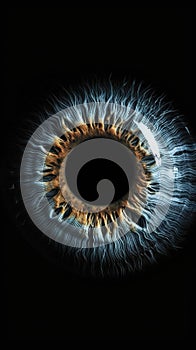 Abstract blue eye with space. An human eye on black background.