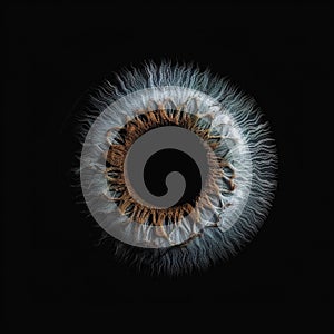 Abstract blue eye with space. An human eye on black background.