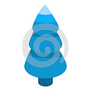 Abstract blue fir tree icon, isometric style