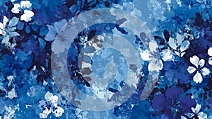 Abstract Blue Floral Pattern Background Texture