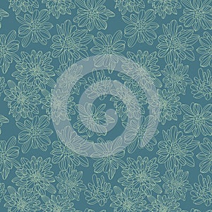 Abstract blue floral seamless vector
