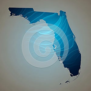 Abstract Blue Florida Map with Wavy Texture
