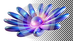 Abstract blue flower burst shape, energy growth graphic element png transparent image Generative AI photo