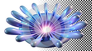 Abstract blue flower burst shape, energy growth graphic element png transparent image Generative AI photo