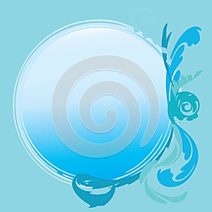 Abstract blue flower with space for text on blue background