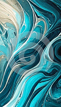 Abstract blue fluid oil paint on surface art backdrop
