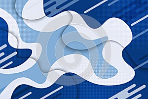 Abstract blue fluid wavy pattern design of element decoration template. Overlapping with halftone design tech artwork background.