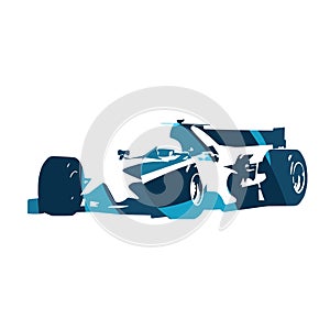 Abstract blue formula racing car