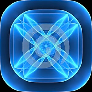 Abstract blue fractal symmetrical background