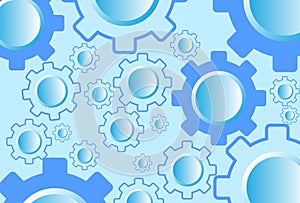 Abstract blue futuristic graphic with cogs. Gears background