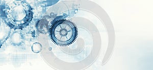 Abstract blue gears background representing technology and engineering concepts