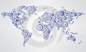 Abstract Blue Gears World Map