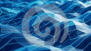 Abstract blue geometric digital network or data visualization background
