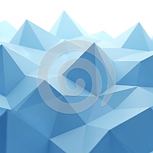 Abstract blue geometric low poly landscape with sharp peaks and valleys