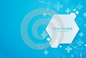 Abstract blue geometric medical cross shape medicine and science healthcare concept background