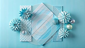 Abstract blue geometric pattern with ornaments