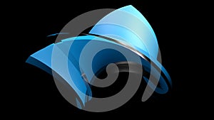 Abstract blue and glass icon on black background - 3D rendering illustration