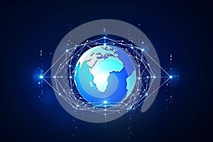 abstract blue globe background with globe background