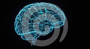 Abstract Blue Glowing Brain Network