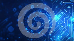 Abstract Blue Glowing Circuit Board Technology Background