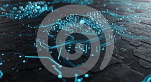 Abstract Blue Glowing Circuit Board Technology Background