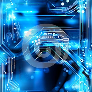 Abstract Blue Glowing Circuit Board Technology