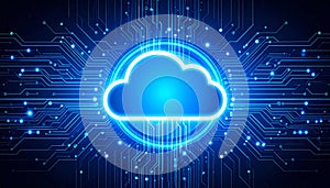 Abstract Blue Glowing Cloud Computing Network
