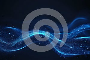 Abstract Blue Glowing Data Stream Background: Futuristic Digital Technology, Network Connection, Binary Code,
