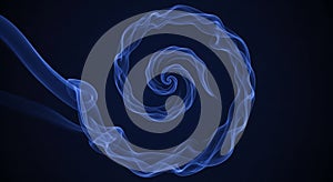 Abstract blue glowing spiral smoke design with dynamic swirling effect