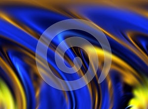 Abstract blue gold brown yellow colors and background. Lines in motion