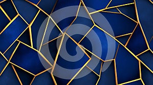 Abstract Blue Gold Geometric Pattern Background Elegant blue and gold geometric shapes create a luxurious sophisticated and photo