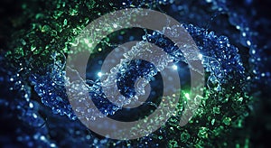 Abstract blue and green crystalline infinity loop