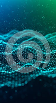 Abstract Blue Green Digital Wave Background
