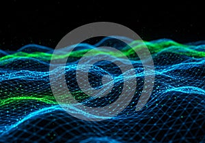 Abstract Blue and Green Digital Wave Background