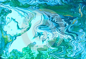 Abstract blue-green marble background. Game of colors.